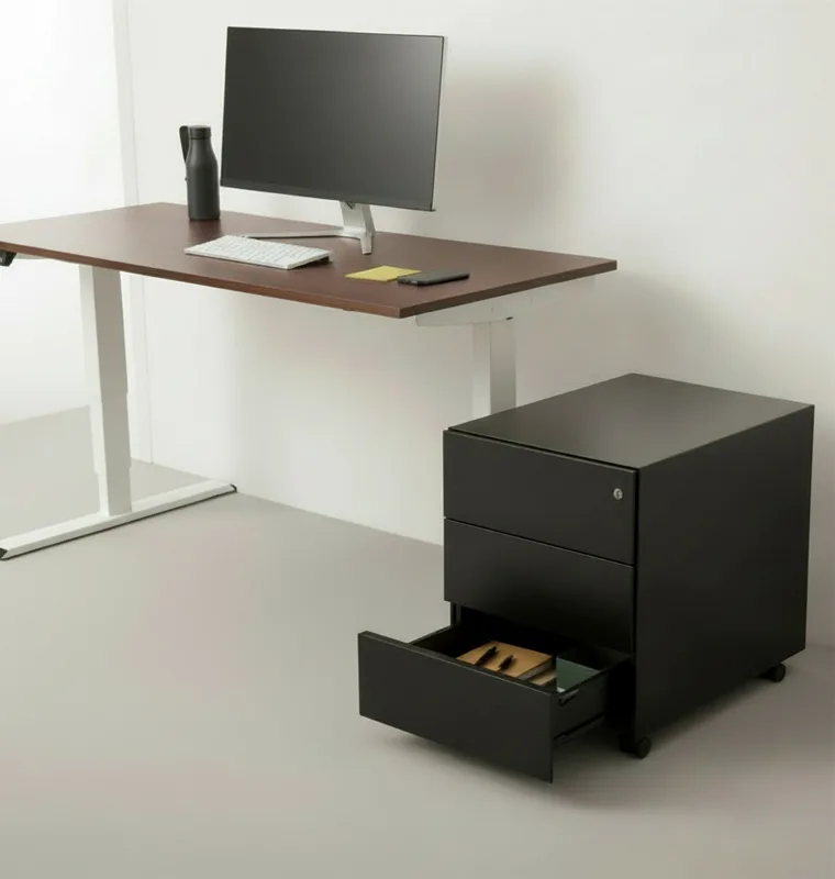 Rollbox metalni kancelarijski fiokar crni 2 Crni kancelarijski fiokar sa točkićima