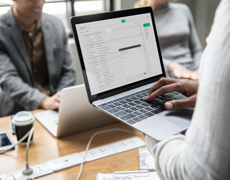 man checking his email laptop 1